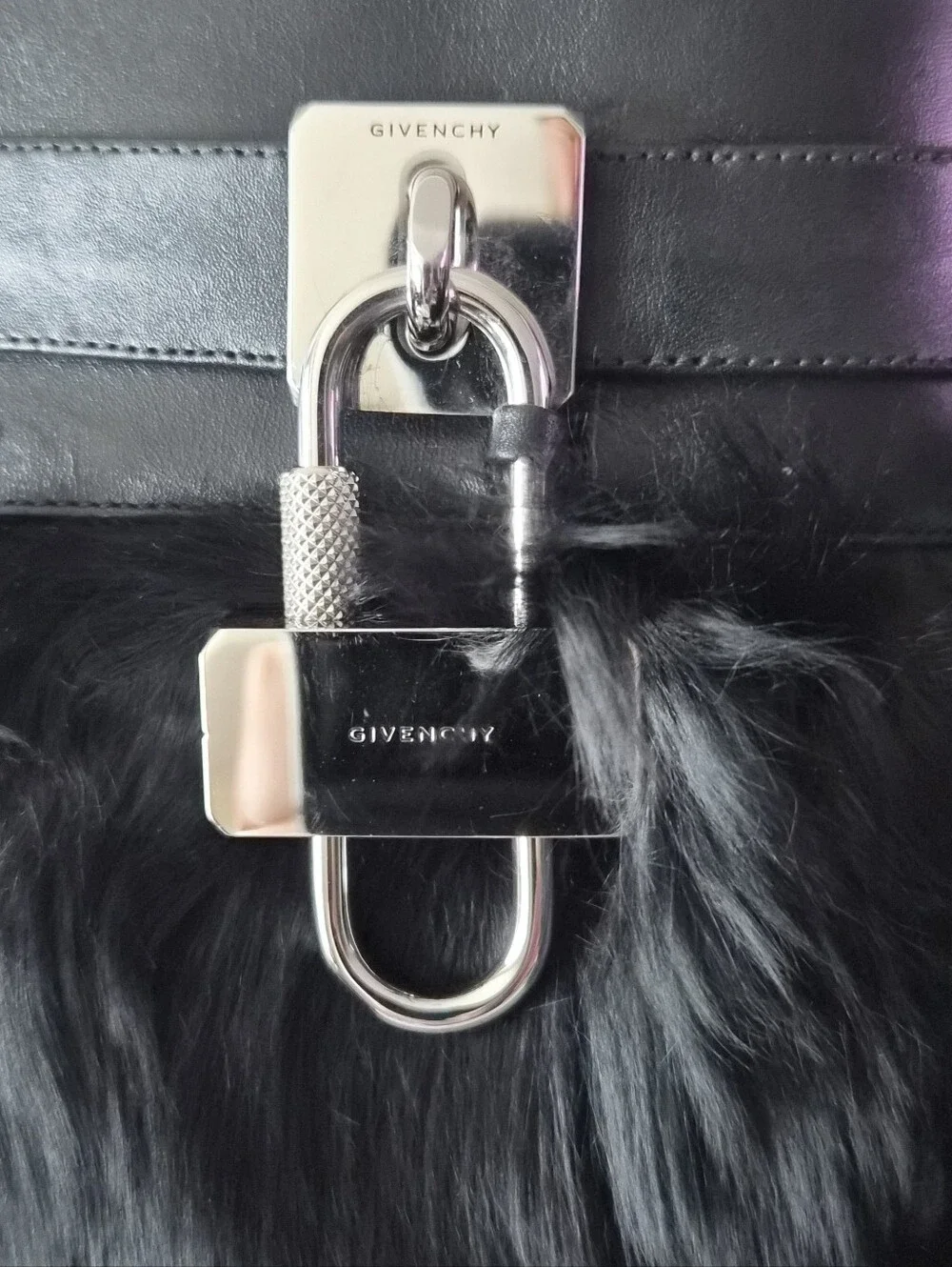 Givenchy Black Fur Platform Boots with Silver Hardware